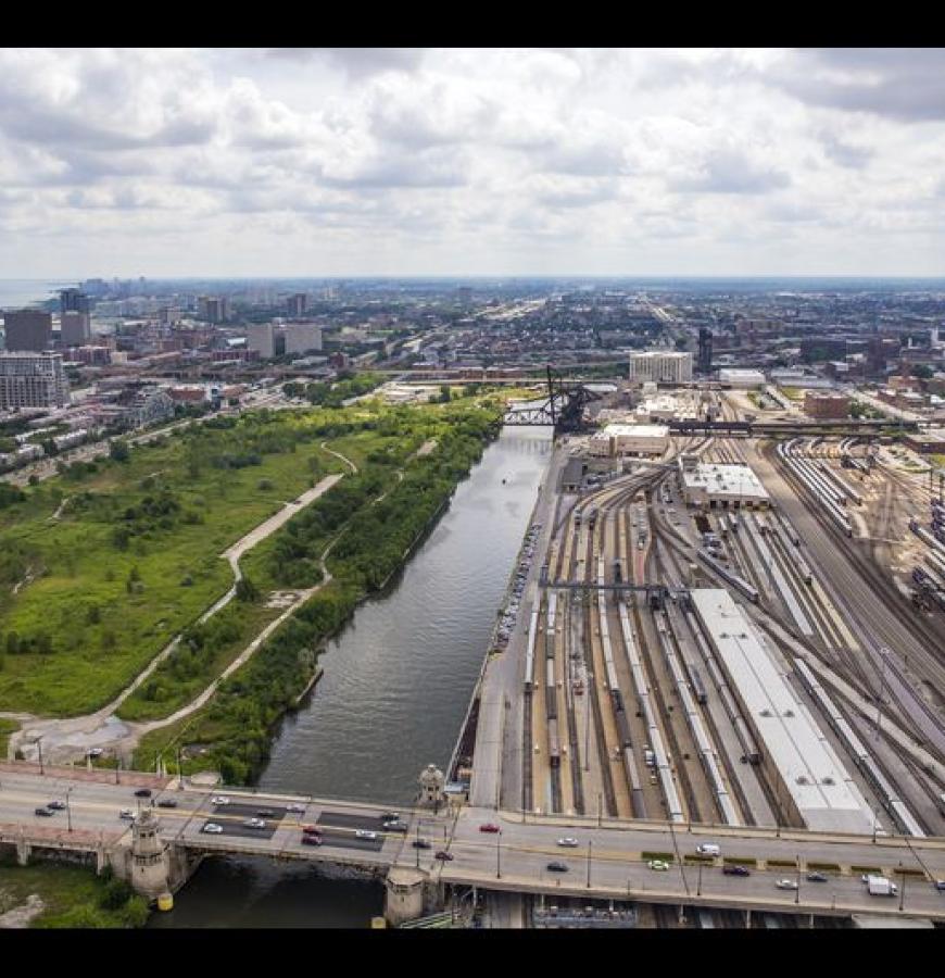 view of Chicago river and future home of The 78